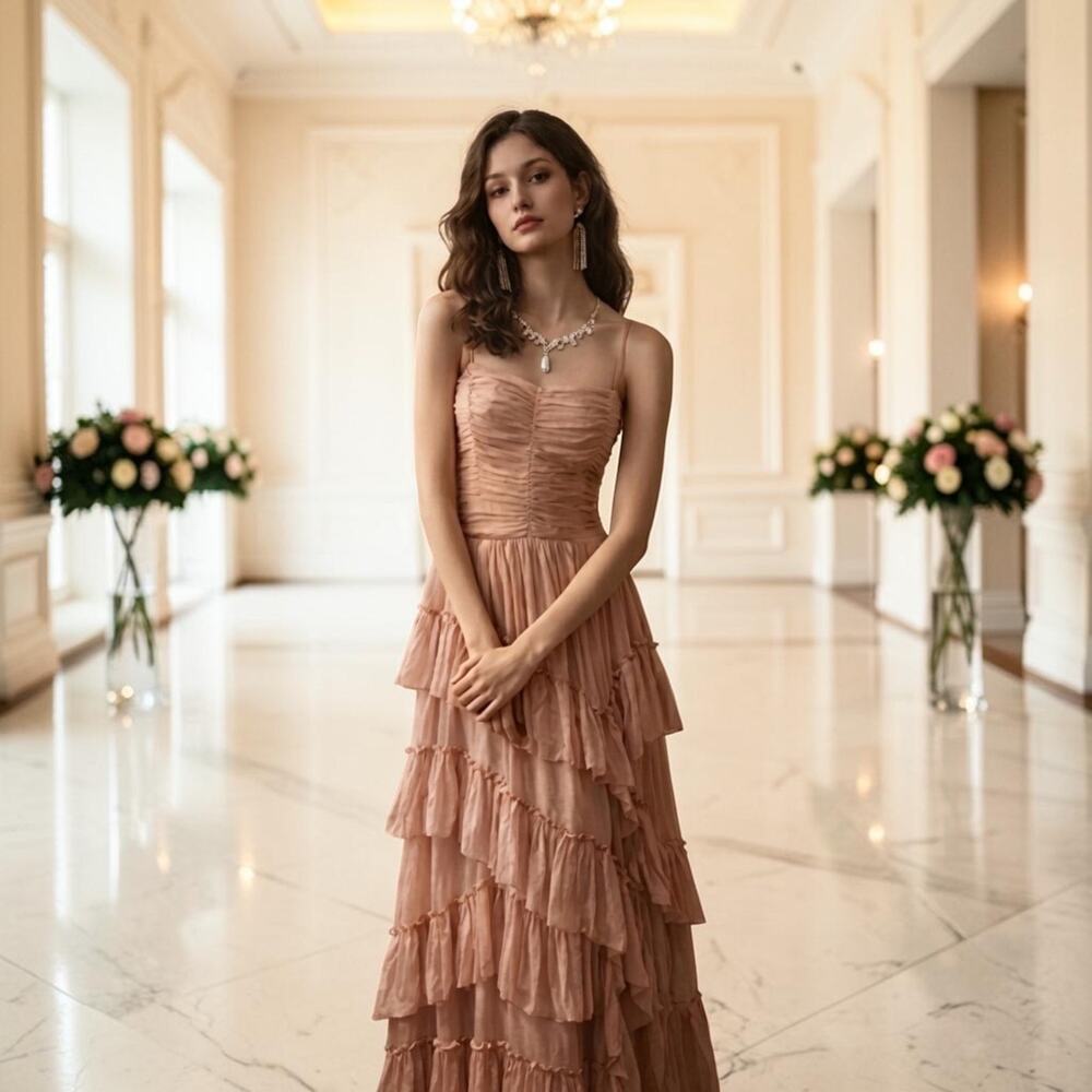 BHLDN Anthropologie Jessa Asymmetrical Dress Gown Size 2